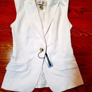 NEW EXPRESS SLEEVELESS BLAZER WHITE SMALL